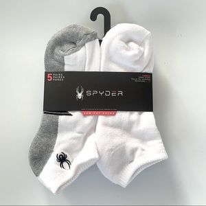 Spyder men’s low cut socks 5 pairs size 6-12 white gray black